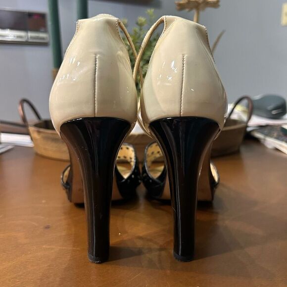 Kate Spade New York Fresia porcelain patent black platform sandal heels‎ size 10 - Picture 9 of 10